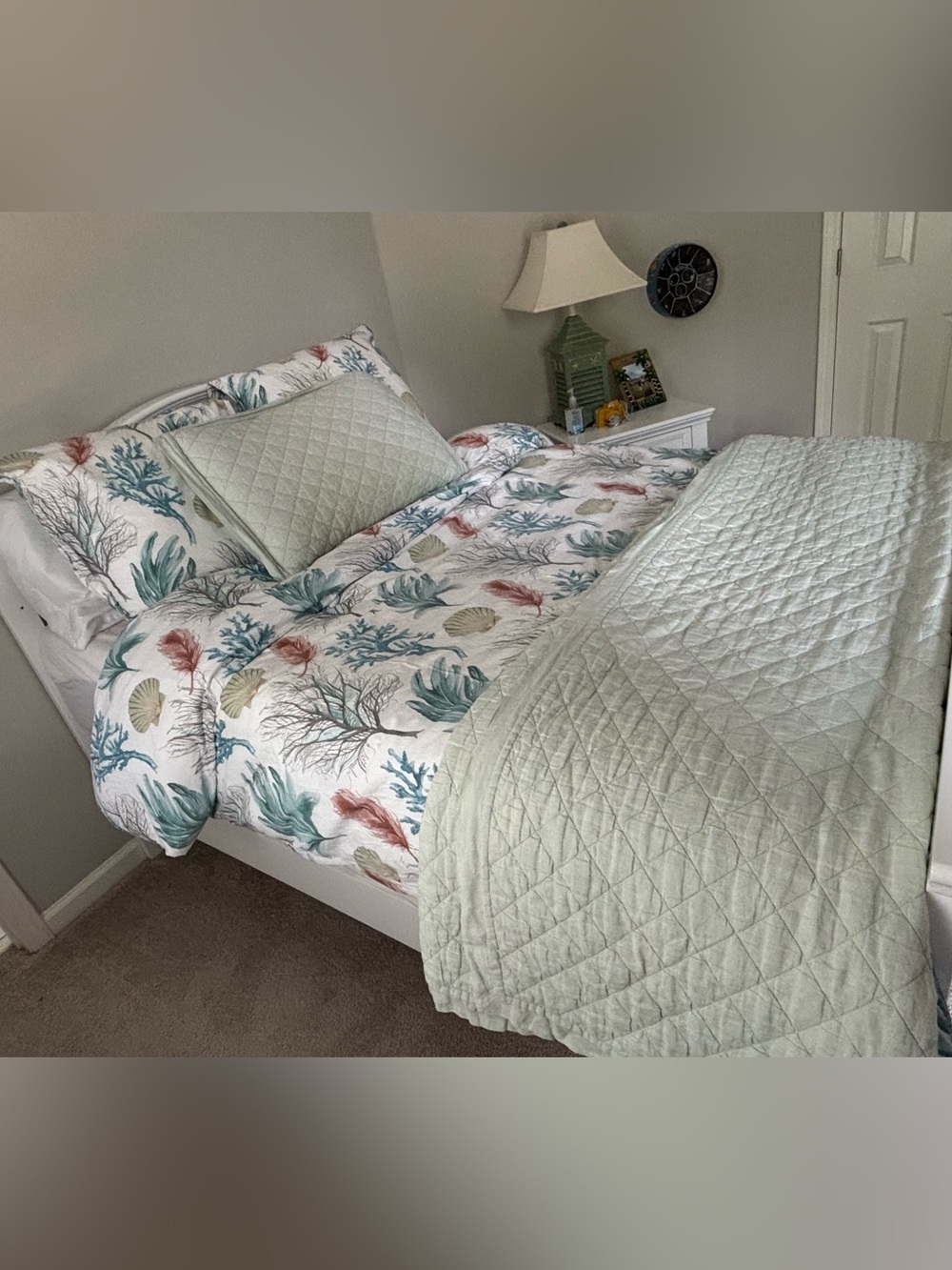 Pottery Barn Coastal Shells Quilt Set in Seafoam